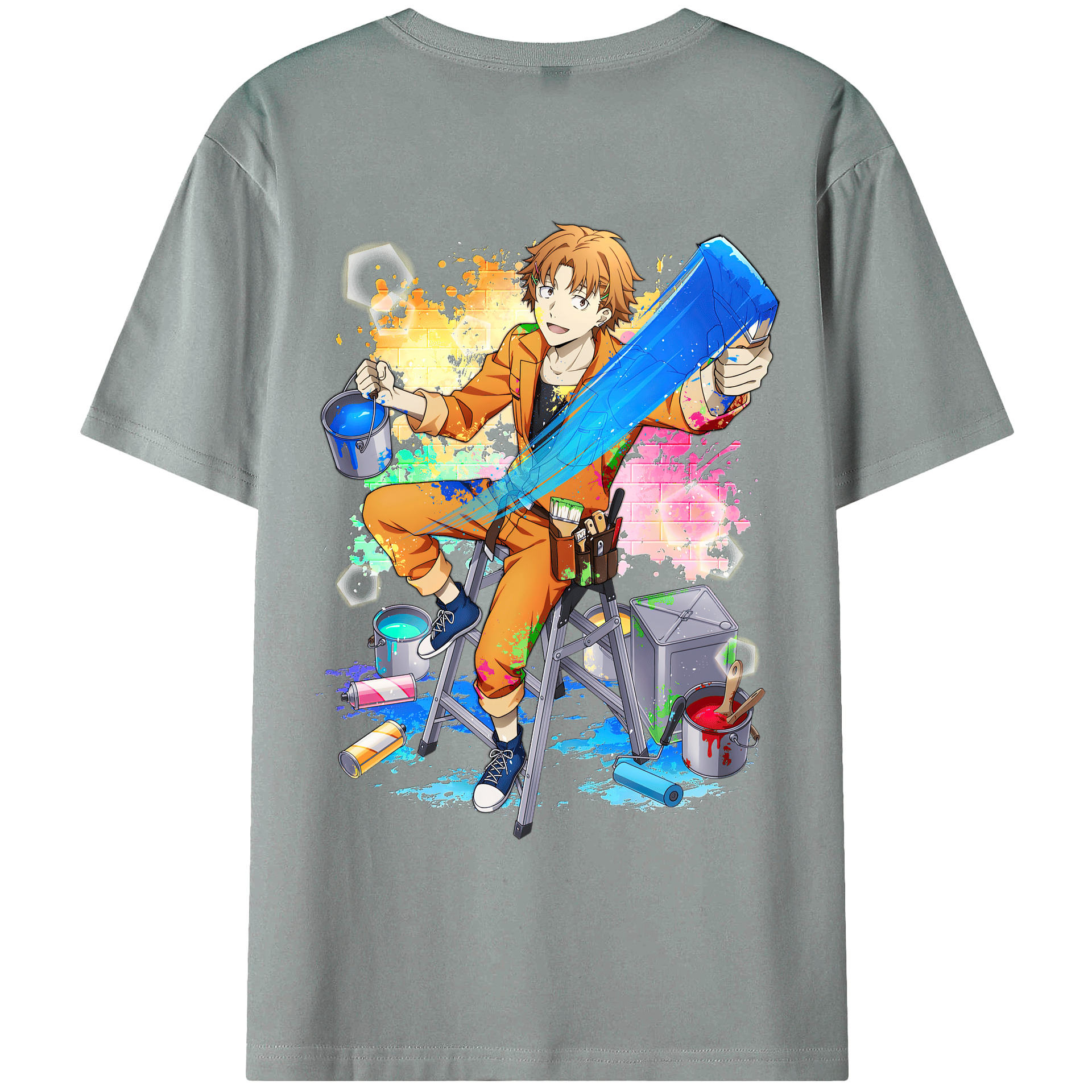 （画像用） 文豪ストレイドッグス Bungo Stray Dogs 綿100％ メンズ半袖Tシャツ（バックプリント） 通気性